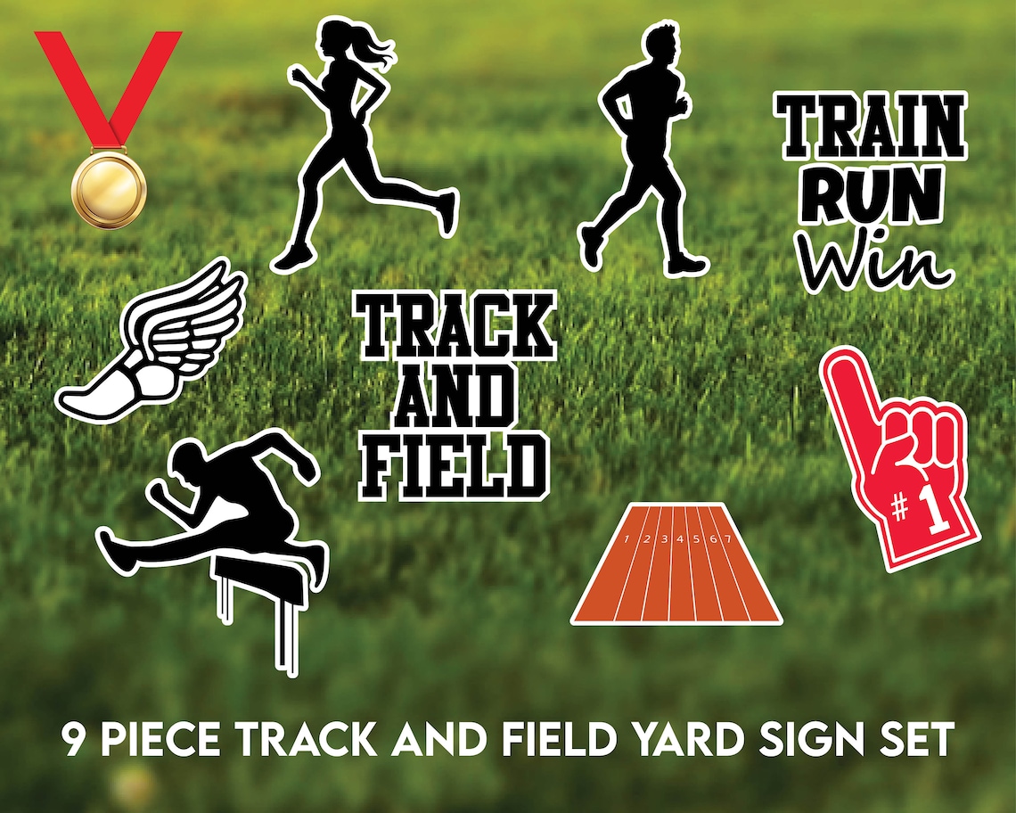 9 Piece Track and Field Yard Sign Set Etsy