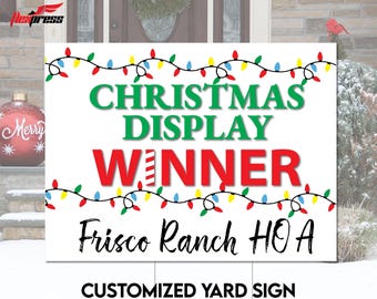Yard Contest Winner Signs, HOA competitions, Street Decorations for Halloween, Christmas , Yard of the Year, Yard of the Month with H-stake