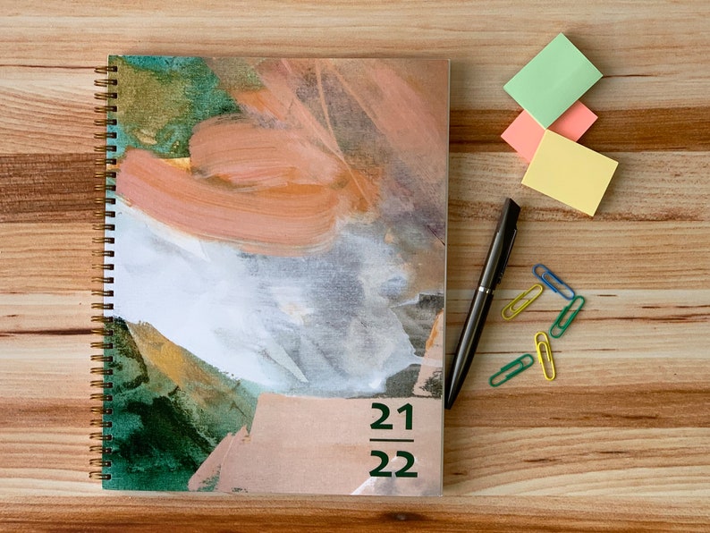 Abstract Teal & Peach Design Academic planner 2021-2022 image 1