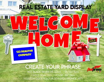 WELCOME HOME Sold Yard Display for Real Estate Brokers. Celebrate New Home Purchase!