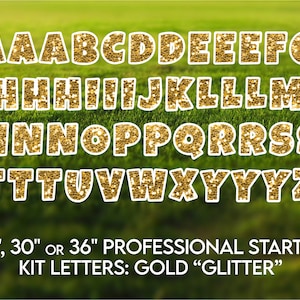 47 Pieces - 24&quot;/30&quot;/or 36&quot; Professional Yard Sign Starter Kit Chunky Faux Gold &quot;Glitter&quot; Letters