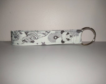 New Key Fob / Wrist Lanyard / Wristlet / Key Chain / Fabric Strap / Zebra Pet Animal Nature Lemur Panda Badge Card