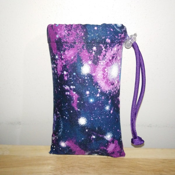 New ~ 4" X 6" Padded Pipe Bag Case Pouch Glass  Bag    Celestial Sky Galaxy Purple glitter shimmer