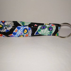 New Key Fob / Wrist Lanyard / Wristlet / Key Chain / Fabric Strap / Cartoon Cat Paint Face Tattoo Badge Card