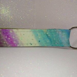 New Key Fob / Wrist Lanyard / Wristlet / Key Chain / Fabric Strap / Wet Paint Pearl Purple Green Blue White Badge Card