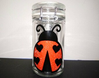 Stash Jar Lock tight Lid Smell Proof Jar Storage Spice Jar Herbs Party Favor Ash Tray Bug Animal Ladybug Nature Glitter