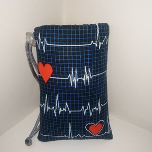 New ~ 4&quot; x 6&quot;  padded pipe bag / Case / Pouch / Glass  Bag /   /  / Small / EKG heartbeat