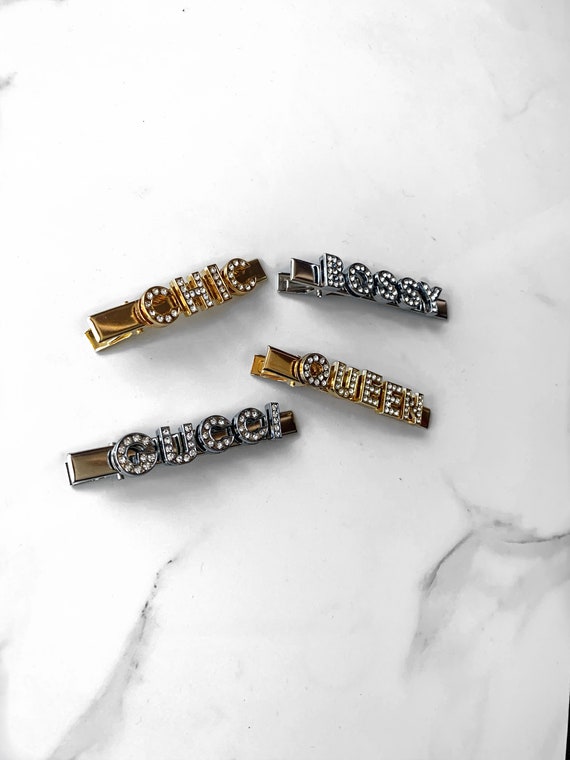 Custom Rhinestone Word Hair Clip Word Hair Pin Rhinestone Etsy