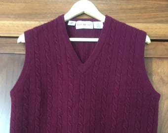 Men's Wool Sweater Vest Cable Knit Size L/XL