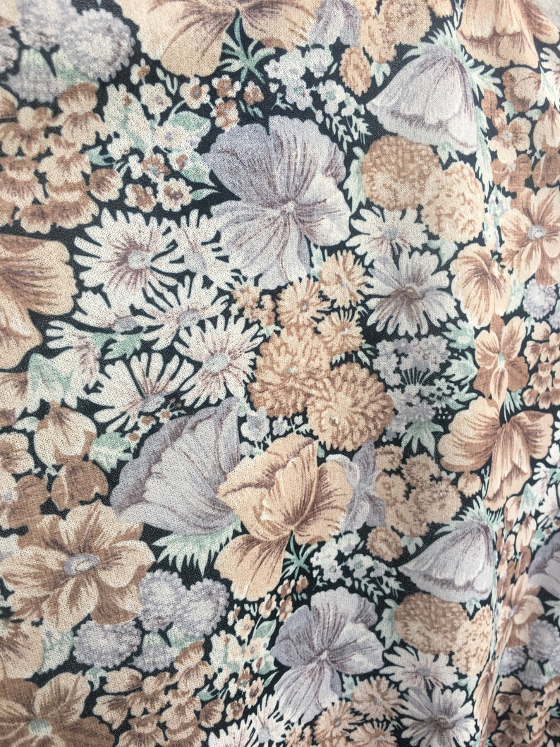 70s Floral Tuxedo Dress A Line Shirt Boho Mod Mid Century S