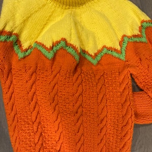 70s rainbow hand knit cable turtleneck sweater S image 2