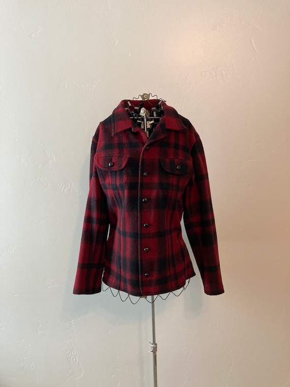 Wool Mackinaw Style Jacket Buffalo Check Plaid Shi