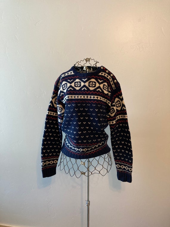 RedRockRevivals Polo Ralph Lauren Hand Knit Sweater Christmas Nordic Wool Fair Isle Cowichan Style Apres Ski Sweater Navajo Indian Sweater S