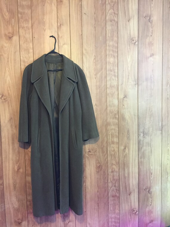 50s Swing Coat Pile Full Length Coat Olive Green C