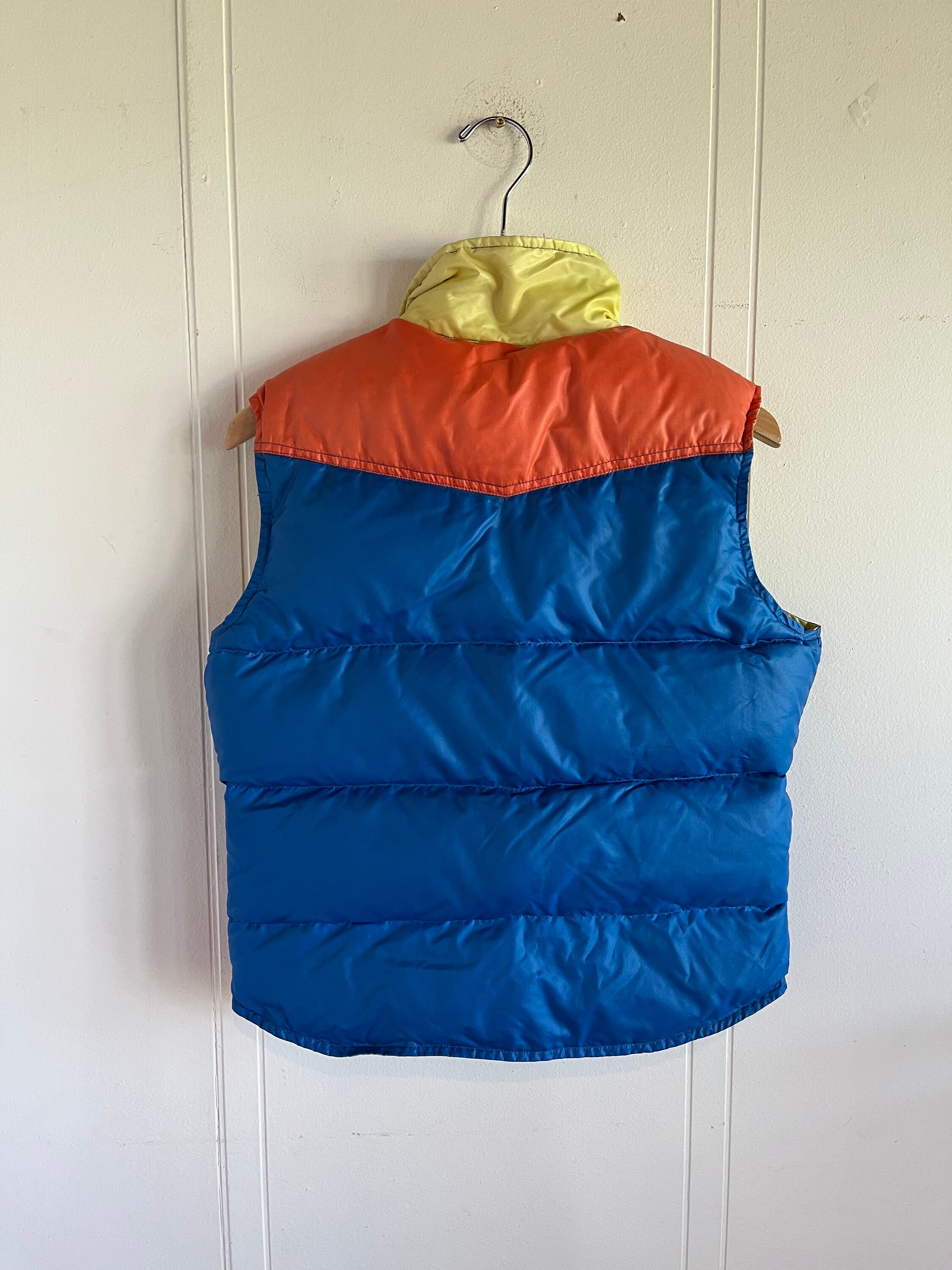 70s Rainbow Puffer Down Vest S Etsy UK