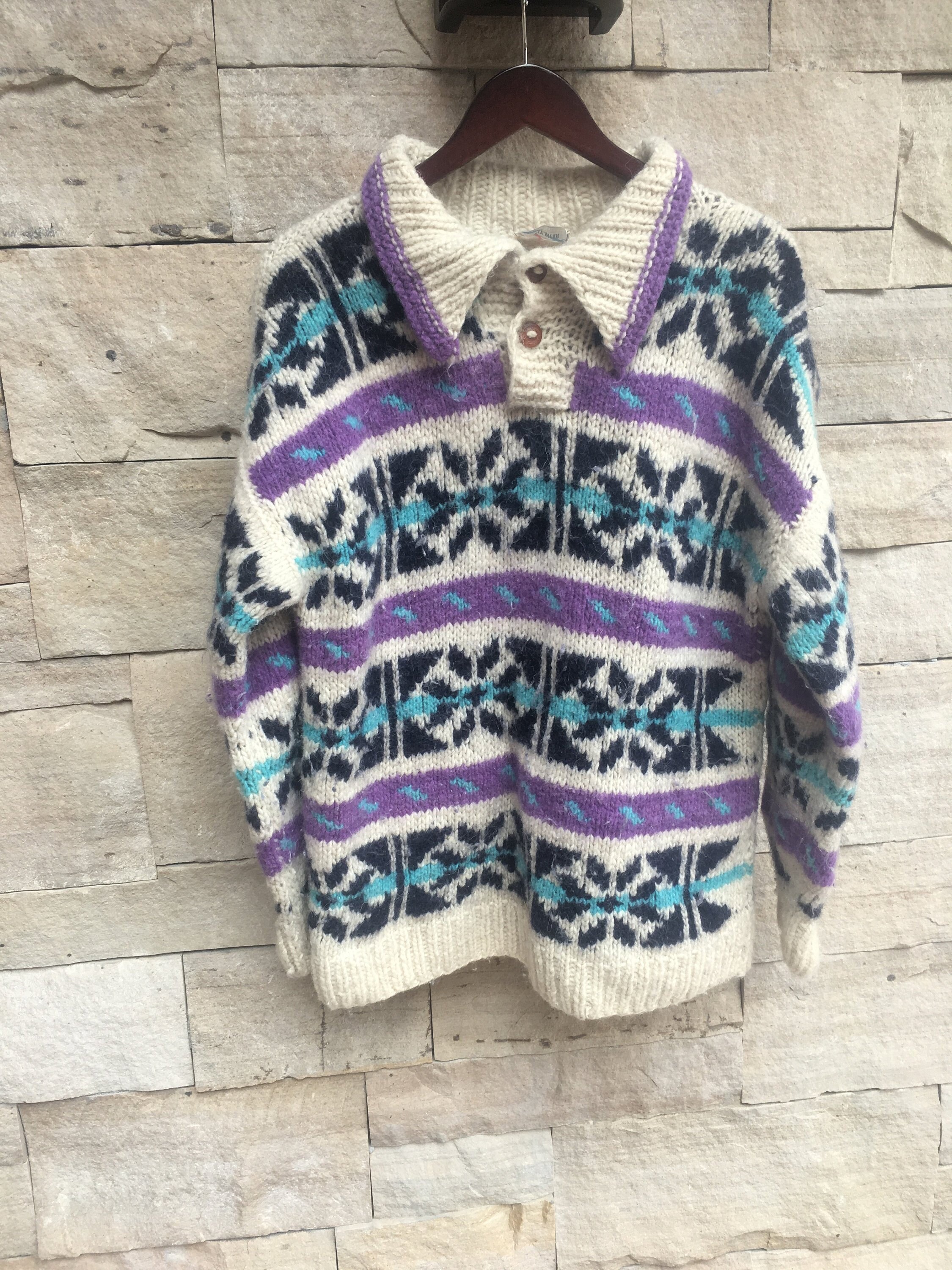 80 s pull Cowichan Ski nordique / / collier pull en laine 80 / s pull Cowichan Ski nordique / / 80 collier pull en laine 50dea7
