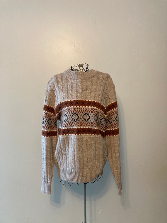 70s Jantzen ski Sweater Nordic Fair Isle Wool Swea