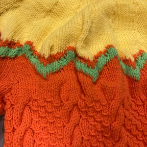 70s rainbow hand knit cable turtleneck sweater S image 3