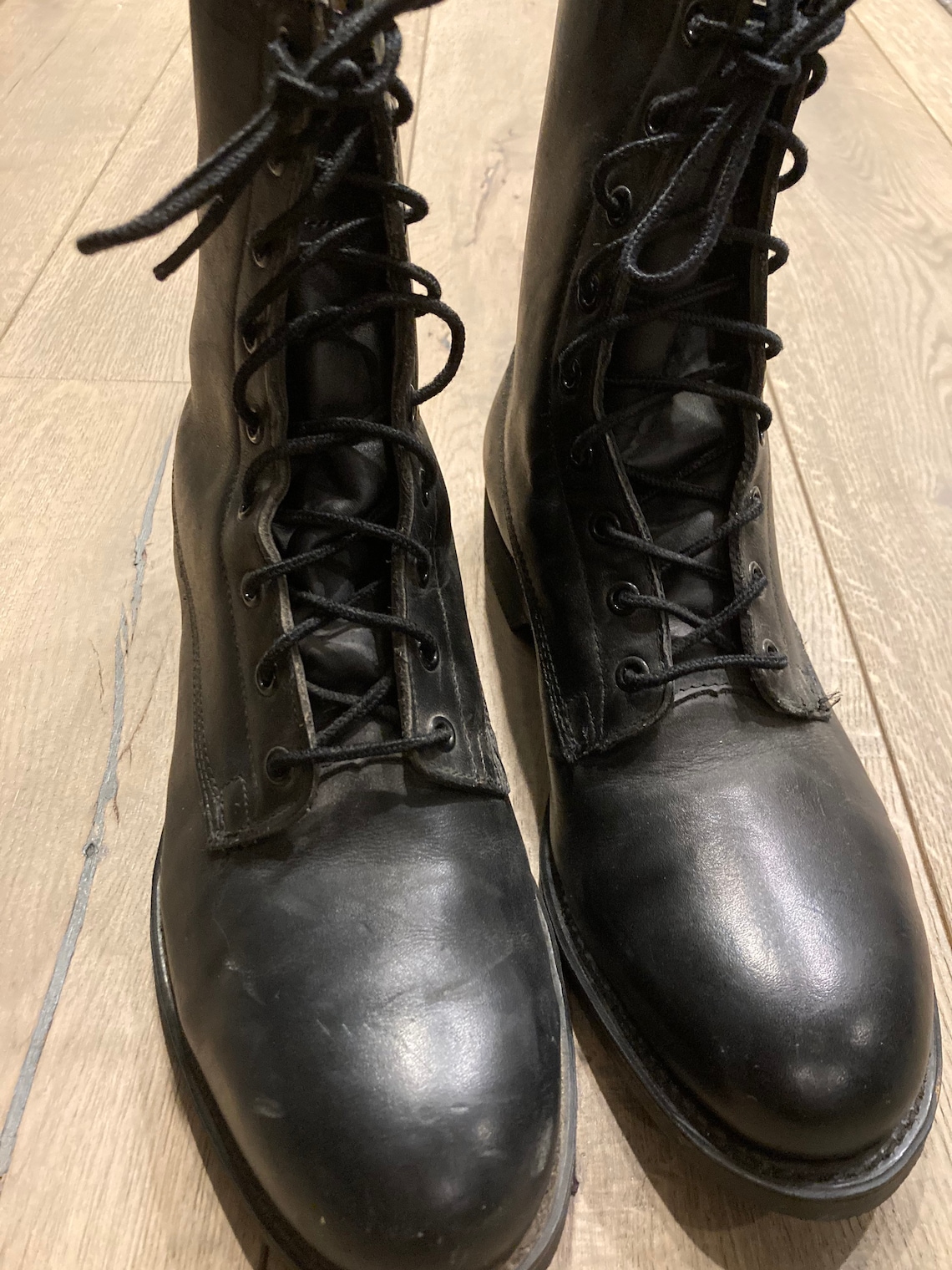 80s Addison Military Combat Boots 9 eye Lace up Issue leather | Etsy