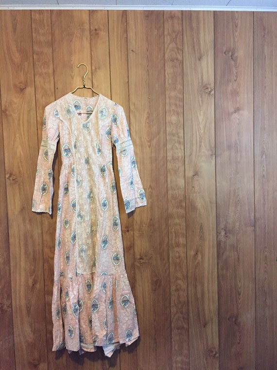 70s Prairie Dress Bell Sleeve Peasant Dress Prairi