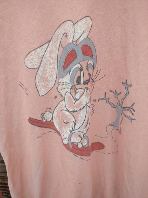 70s paper thin ski bunny shirt S M - image 2