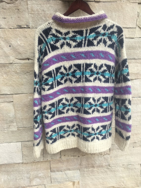 80 / s pull Cowichan Ski nordique / / 80 collier pull en laine 50dea7 80 / s pull Cowichan Ski nordique / / 80 collier pull en laine 50dea7