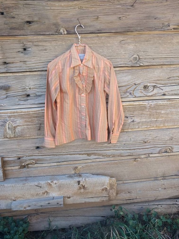 50s Rockmount Western Cowgirl Shirt Metallic Ruffl