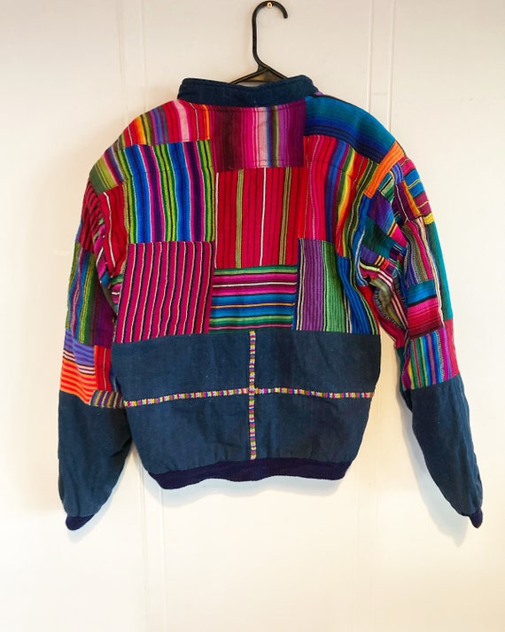 80s Woven Rainbow Ethnic Bomber Jacket M L - image 2