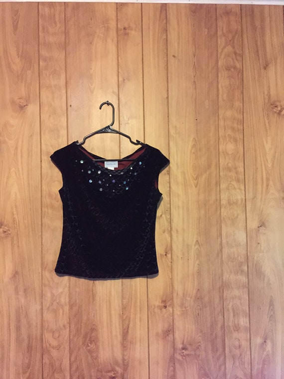 90's Velvet Crop Top // Velvet Formal Top // Small