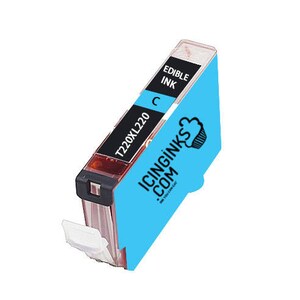 May include: A cyan-colored edible ink cartridge with the text "EDIBLE INK" and "T220XL220" printed on it. The cartridge also features the logo and website address "ICINGINKS.COM".