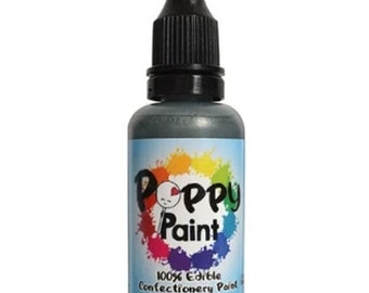 Gun Metal Edible Poppy Paint, Fast Drying Poppy Paint for Cakes, Cookies, Chocolates, FDA Compliant Premium Quality Poppy Paint (30ml)