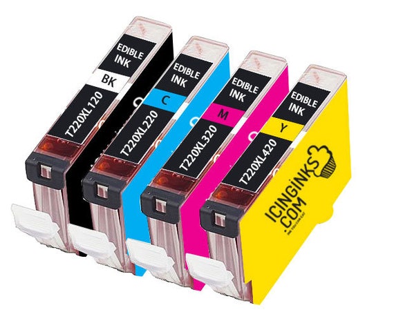 Icinginks Epson Edible Ink Cartridges COMBO PACK T220 Series Epson WorkForce wf-2630, wf-2650, wf-2750,  Expression xp-320, xp-420, XP-424