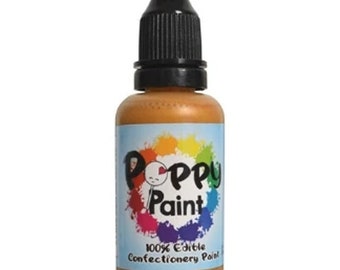 Gold Edible Poppy Paint, Fast Drying Poppy Paint for Cakes, Cookies, Chocolates, FDA Compliant Premium Quality Poppy Paint (30ml)