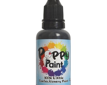 Black Edible Poppy Paint, Fast Drying Poppy Paint for Cakes, Cookies, Chocolates, FDA Compliant Premium Quality Poppy Paint (30ml)