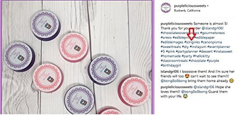 May include: Overhead shot of several round, decorated treats. Some are pink with white scalloped edges, others are purple with white scalloped edges. Each has a small image and text that reads "Someone is almost 5!"