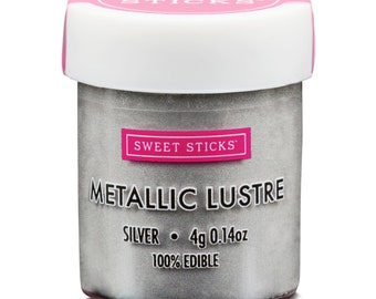 Edible Lustre Dust Metallic Silver 4 Grams Cake Dust By Sweet Sticks, Cake Decorating Shimmer & Shimmer Drinks