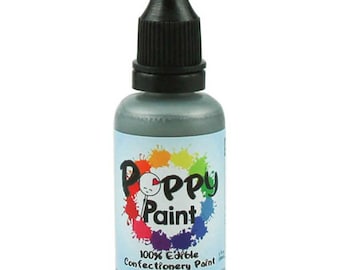Pintura de amapola comestible de plata, pintura de amapola de secado rápido para pasteles, galletas, chocolates, pintura de amapola de calidad superior compatible con la FDA (30ml)