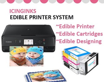 Icinginks Edible Bundle with Canon Edible Photo Printer, 5 Edible Ink Cartridges and Free Image Designing Lifetime – Cake Designing Printer