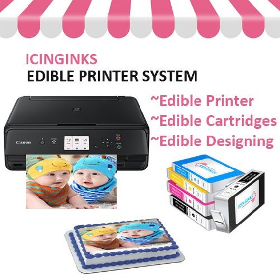 Icinginks Edible Bundle with Canon Edible Photo Printer, 5 Edible Ink Cartridges and Free Image Designing Lifetime – Cake Designing Printer