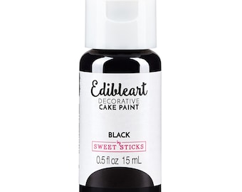 Black Edible Art Decorative Cake Paint 15ml - Pintura comestible, Pintura glaseada, Pintura decorativa para pasteles, Colorante para alimentos, Pintura para galletas, Pintura para pasteles