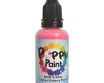 Pink Edible Poppy Paint, Fast Drying Poppy Paint for Cakes, Cookies, Chocolates, FDA Compliant Premium Quality Poppy Paint (30ml)