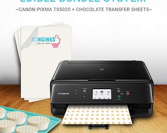 Icinginks Chocolate Transfer Sheets Edible Printer - Includes 25 Blank Chocolate Transfer Sheets + Large Size Edible Ink Cartridges