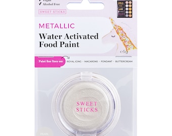 Pearl White Water Activated Edible Food Paint Pan 5 Grams Refill Palette By Edible Art with 1 Fine-Line Brush, Vegan, Water-Based Cake Paint