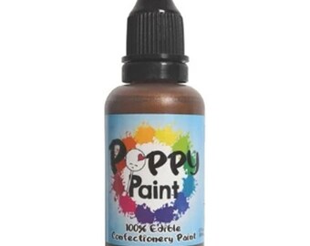 Pintura de amapola comestible de bronce, pintura de amapola de secado rápido para pasteles, galletas, chocolates, pintura de amapola de calidad premium compatible con la FDA (30 ml)