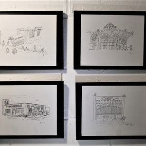 Asbury Park Framed Original Prints-Set of Four