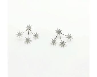 Starburst ear jacket earrings in sterling silver