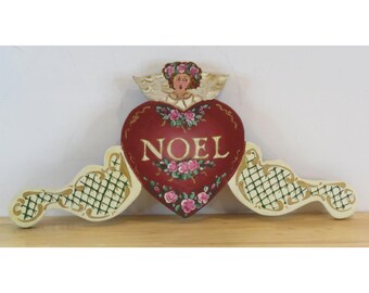 Ángel Marjorie vintage, Navidad de verano, adorno de pared de madera pintado a mano, 43 cm