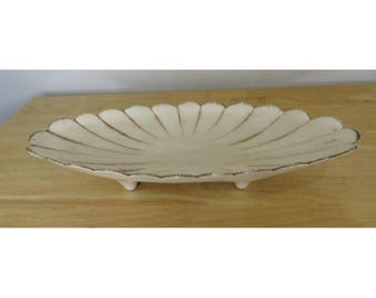 HERMOSO Cuenco vintage Anthony California Made USA color crema con borde acanalado y base