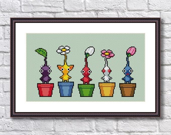 Pikmin Video Game Cross Stitch Pattern PDF Downloadable - Pikmin Plants
