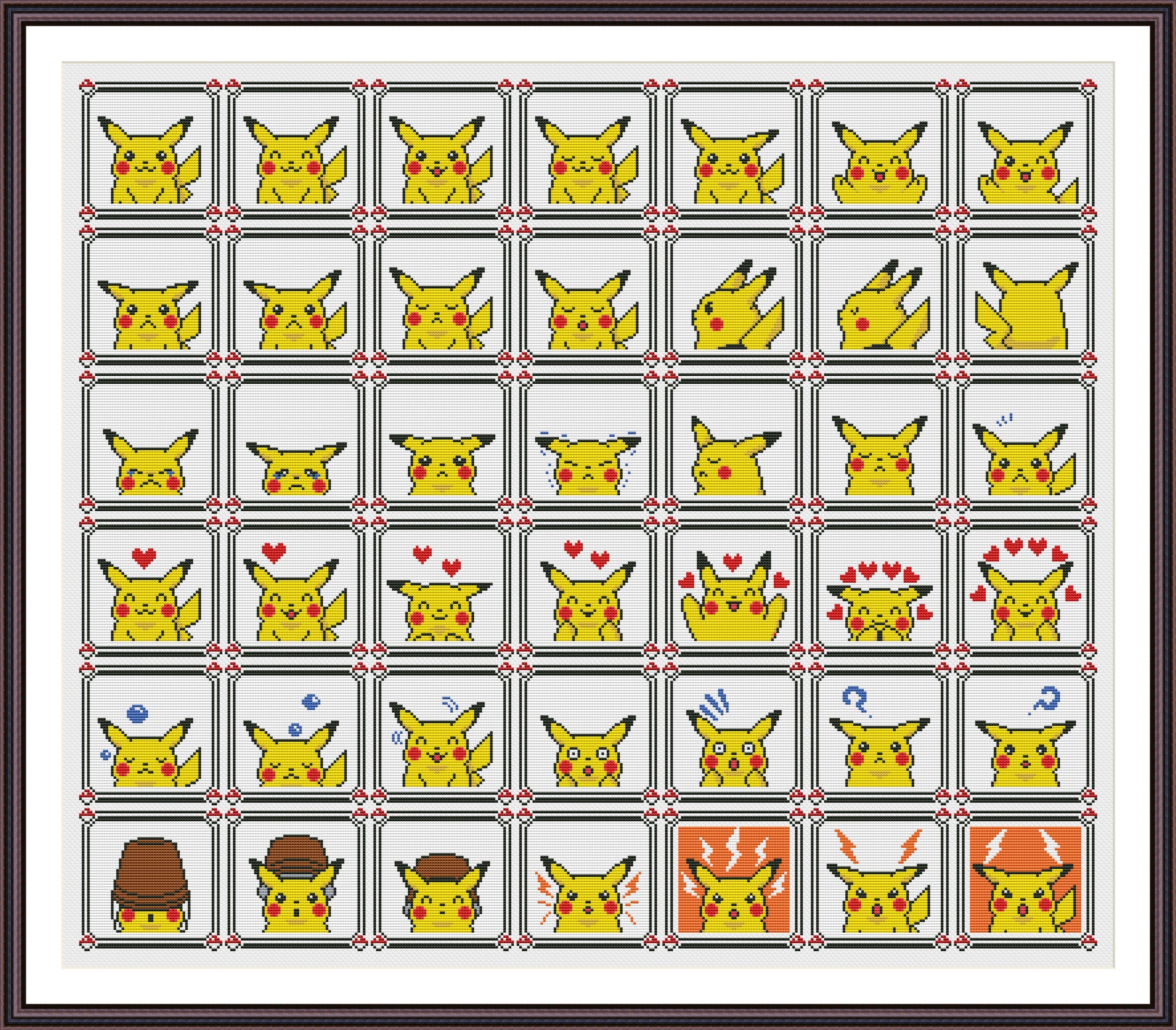 Pikachu Emoji 3 Pokemon Yellow Set of 42 Cross Stitch -  Sweden